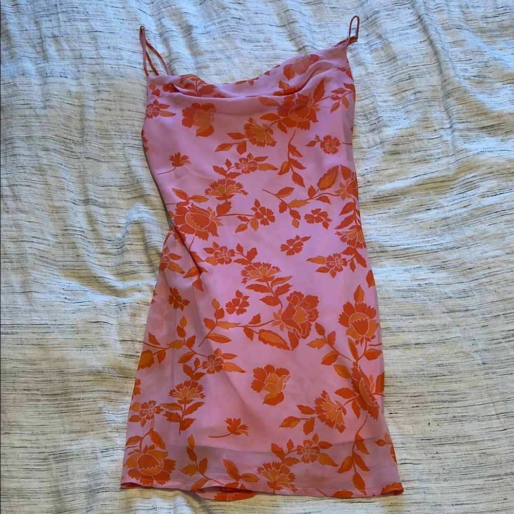 Altar'd State Pink and Orange Slip Mini Dress